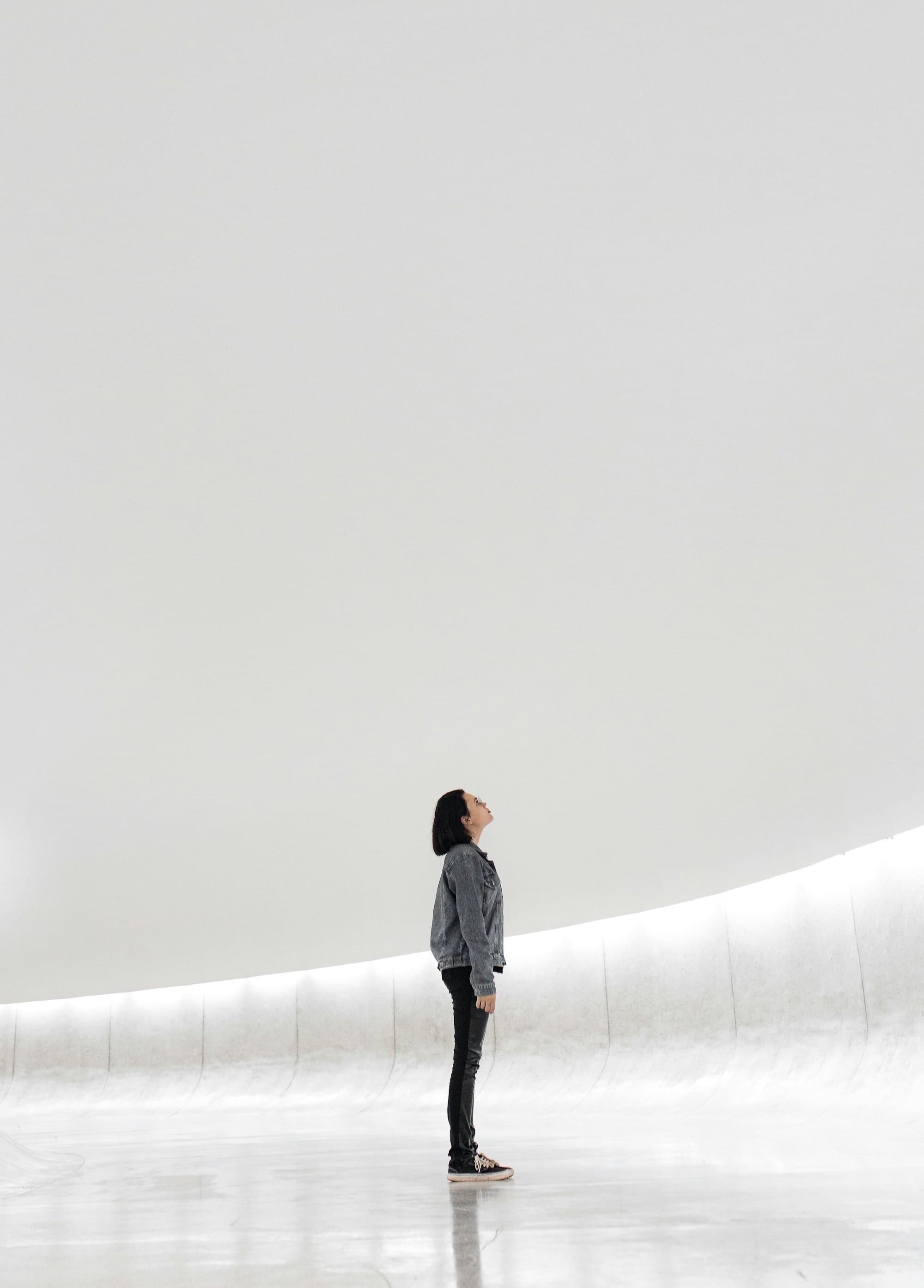 woman standing on ice